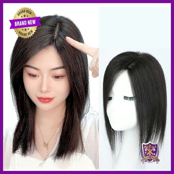 Silk Base Human Hair Topper 32cm Straight Clip-In Hairpiece for Women main image 8